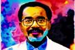 © Pavlo - Black History month. An illustration of an old black man. Silhouette. Watercolor paint. Generative AI