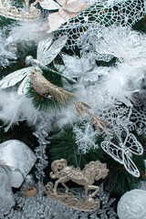 Wall Mural - Christmas tree branches with a decorations	