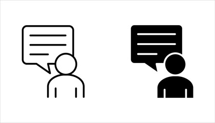 Wall Mural - Speak black vector icon set. One people with speech bubble. vector illustration on white background