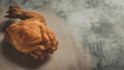 Wall Mural - Copy Space image of Classic Southern Fried Chicken on dark background.