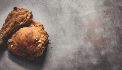 Wall Mural - Copy Space image of Classic Southern Fried Chicken on dark background.