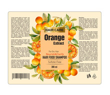 Orange Fruits Shampoo Label Design, Shampoo Bottle Template Design Vector Illustration, Vector Label Design, Package, Watercolor Orange Label Design, Mockup Shampoo - Label Vector