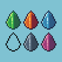 Fototapete - Pixel art sets of leaf icon with variation color item asset. Leaf icon on pixelated style. 8bits perfect for game asset or design asset element for your game design asset
