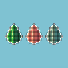 Fototapete - Pixel art stroke sets of leaf icon with variation color item asset. Leaf icon on pixelated style. 8bits perfect for game asset or design asset element for your game design asset