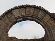 bonito arco dovelado de la ermita hospital de sant antoni de conesa del siglo XIII, en la conca del barberá, tarragona, cataluña, españa, europa