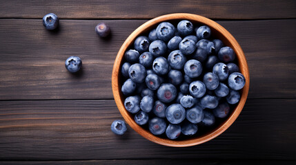 Wall Mural - Fresh blueberries background with blank space for your text. Blueberry antioxidant. generative ai