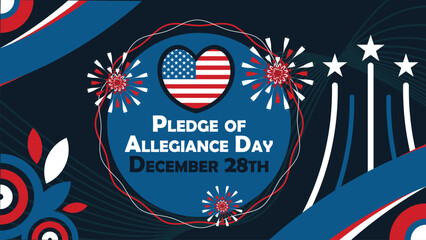 Wall Mural - Pledge of Allegiance Day  vector banner design with geometric shapes and vibrant colors on a horizontal background. Happy Pledge of Allegiance Day modern minimal poster.