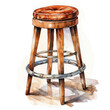 watercolor Bar stool clipart, Generative Ai