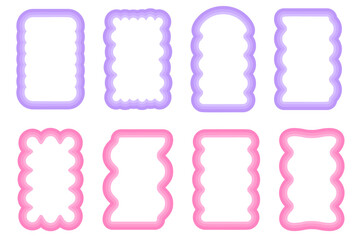Wall Mural - y2k squiggle frame. zigzag wavy border for story. rectangle serrated retro groovy shapes set. cute f