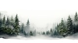 Fototapeta Na ścianę - Moody forest landscape with fog and mist white concept