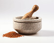 Granite Mortar for Grinding Spices Isolated
