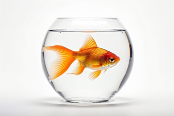 Wall Mural - Goldfish in aquarium isolated on white background