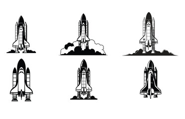 Rocket silhouette illustration astronaut vehicle icon,rocket base icon. Simple sign illustration
