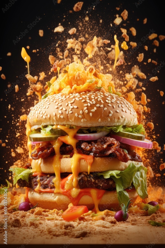 Exploding Nice Bar An exploding bar-b-q, smash, exploding, taste, favor, coal, fire ...