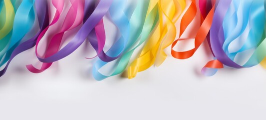 Aufkleber - Festive carnival new year's eve celebration party banner texture - Falling colorful multicolored glitter streamers and gift ribbons isolated on white background