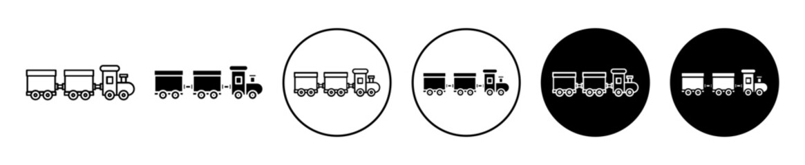 Poster - toy train icon. small child or kids toy train loco rail for fun play activity symbol set. wooden or plastic lightweight railway toy train for toddler infant children vector sign