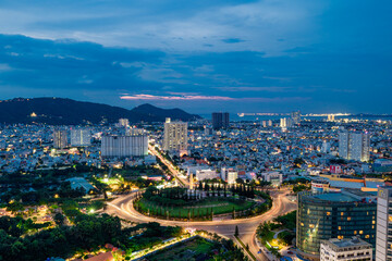 Sunset in Vung Tau city and coast, Vietnam. Vung Tau is a famous coastal city in the South of Vietnam