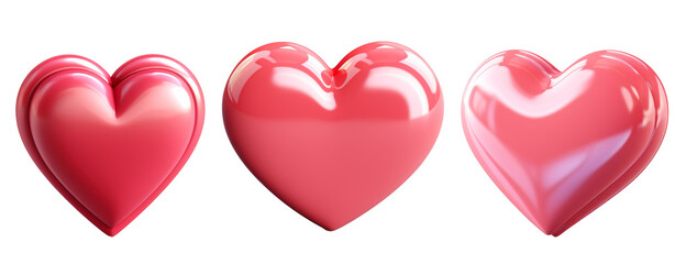 Glossy pink Heart love 3D cute Valentine isolated shiny white background