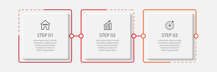 Wall Mural - simple business infographic design with thin lines, there are three interconnected parts. Great for business presentations, flow diagrams, your banners