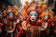 Youngsters Participating In Parades Dressed In Vibrant Clothes In Chinese New Year