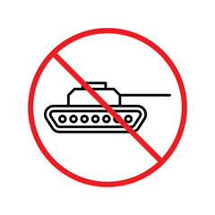 Wall Mural - Forbidden Prohibited Warning, caution, attention, restriction label danger. No Tank vector icon. Do not use Military tank sign design. Tank symbol flat pictogram