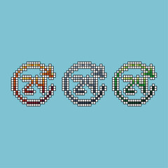 Poster - Pixel art stroke sets of 24hours icon with variation color item asset.  24hours icon on pixelated style. 8bits perfect for game asset or design asset element for your game design asset