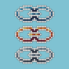 Poster - Pixel art stroke sets of chain solid icon with variation color item asset. Chain strength icon on pixelated style. 8bits perfect for game asset or design asset element for your game design asset