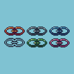 Poster - Pixel art sets of chain solid icon with variation color item asset. Chain strength icon on pixelated style. 8bits perfect for game asset or design asset element for your game design asset
