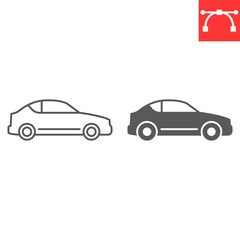 Aufkleber - Car line and glyph icon, transportation and vehicle, car vector icon, vector graphics, editable stroke outline sign, eps 10.