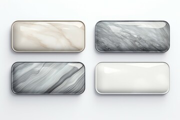 A set of realistic marble interface buttons and panels. Textured backgrounds and elements.