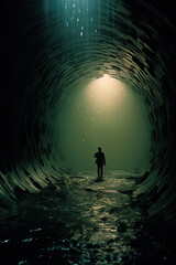 Poster - A representation of a transcendent time tunnel, combining elements of time and space in a visually captivating and surreal composition.