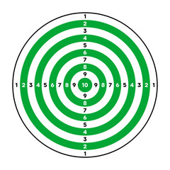 Sticker - Shooting range paper target with divisions, marks and numbers. Archery, gun shooting practise and training, sport competition and hunting. Bullseye and aim. Vector illustration