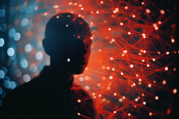 Poster - Simplistic outline of a human with an abstract cosmic pattern within.