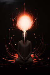 Poster - Abstract, minimalist human form with a cosmic glow emanating from within.