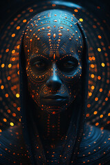 Poster - Stylized depiction of a person as a part of the cosmic tapestry.