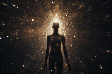 Poster - Abstract, minimalist human form with a constellation pattern inside.