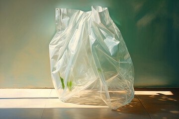 Aufkleber - The play of light and shadow on a plastic bag, creating an intriguing abstract composition.