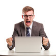© vadymstock - An office worker is angry isolated on transparent background. AI generated. PNG