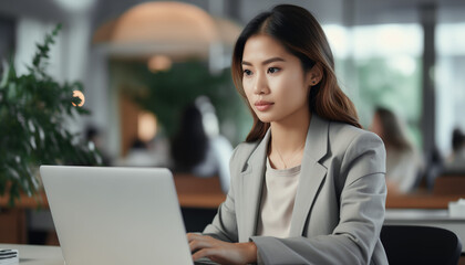 filipino businesswoman working on a laptop