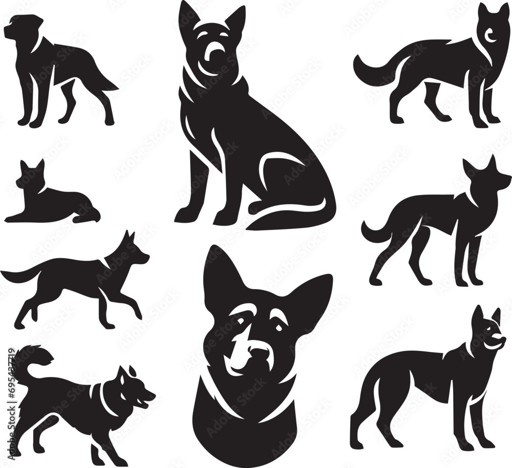 Icon Set Of Dog, Breeds, Canine, Pooch, Hound, Puppy, Mutt, Pet, Doggy editable vector