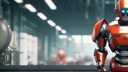 Wall Mural - ai robot factory cinematic wallpaper