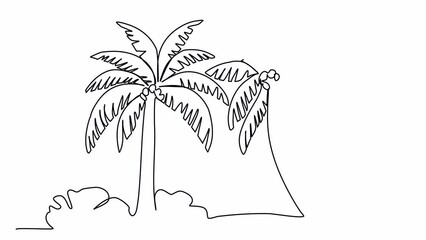 Wall Mural - Palm one line drawing animation. Video clip with alpha channel.