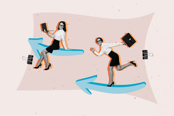 Poster - Banner poster image picture of two business people follow successful way compete job work self improvement