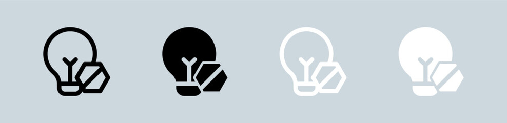 Poster - Light off icon set in black and white. Bulb signs vector illustration.