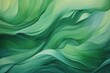  a painting of green and white waves on a green and yellow background, with a green area in the middle of the painting to the right of the image, and bottom right of the image.