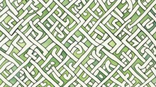 Green Watercolor Celtic Pattern On A White Background