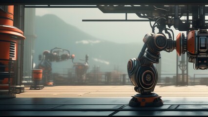 Wall Mural - ai robot factory cinematic wallpaper