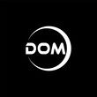 DOM letter logo design with black background in illustrator, cube logo, vector logo, modern alphabet font overlap style. calligraphy designs for logo, Poster, Invitation, etc.