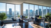 Modern office with views of the city