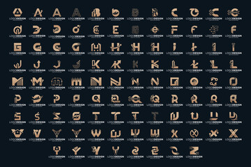 Mega collection initial letter a to z logo design with abstract concept.